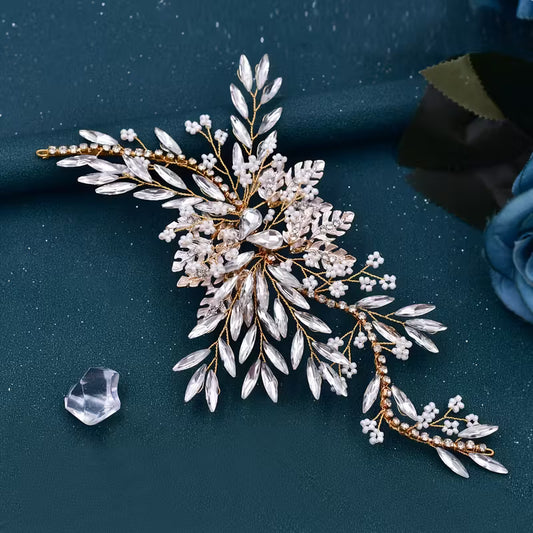 Handmade Rhinestone Bridal Side-Piece.
