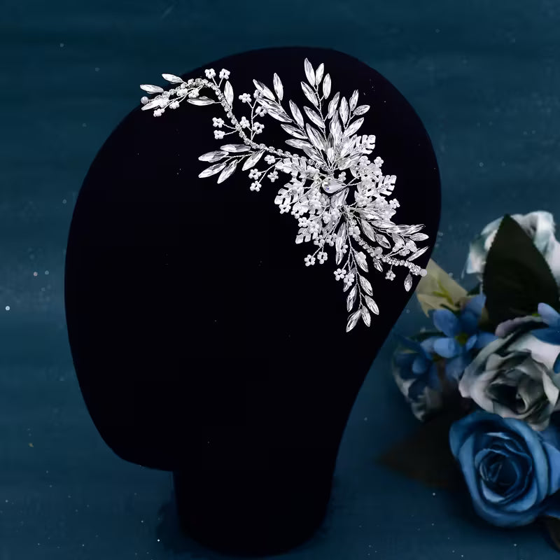 Handmade Rhinestone Bridal Side-Piece.