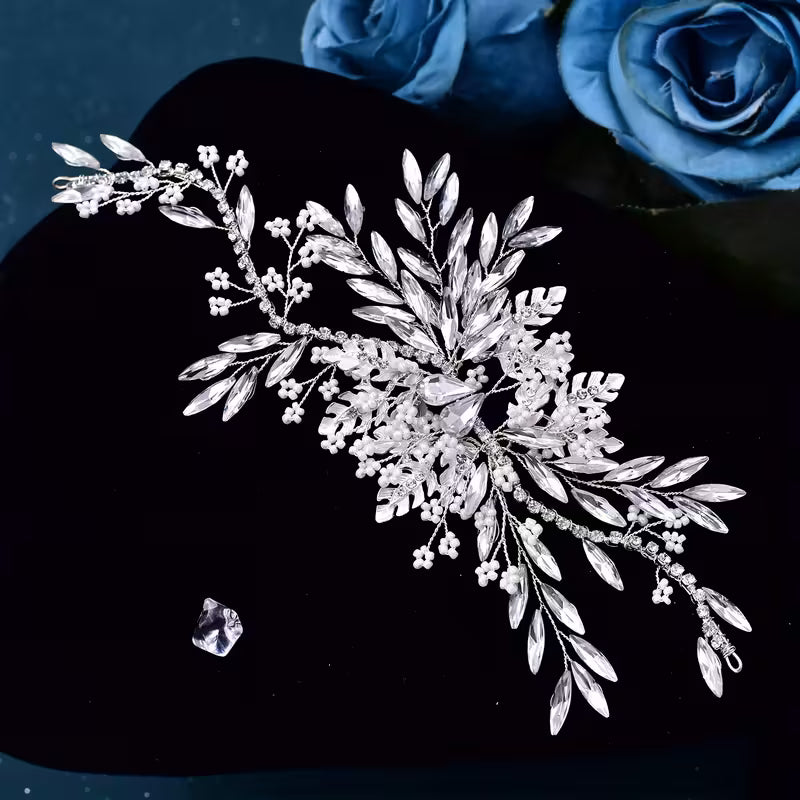 Handmade Rhinestone Bridal Side-Piece.