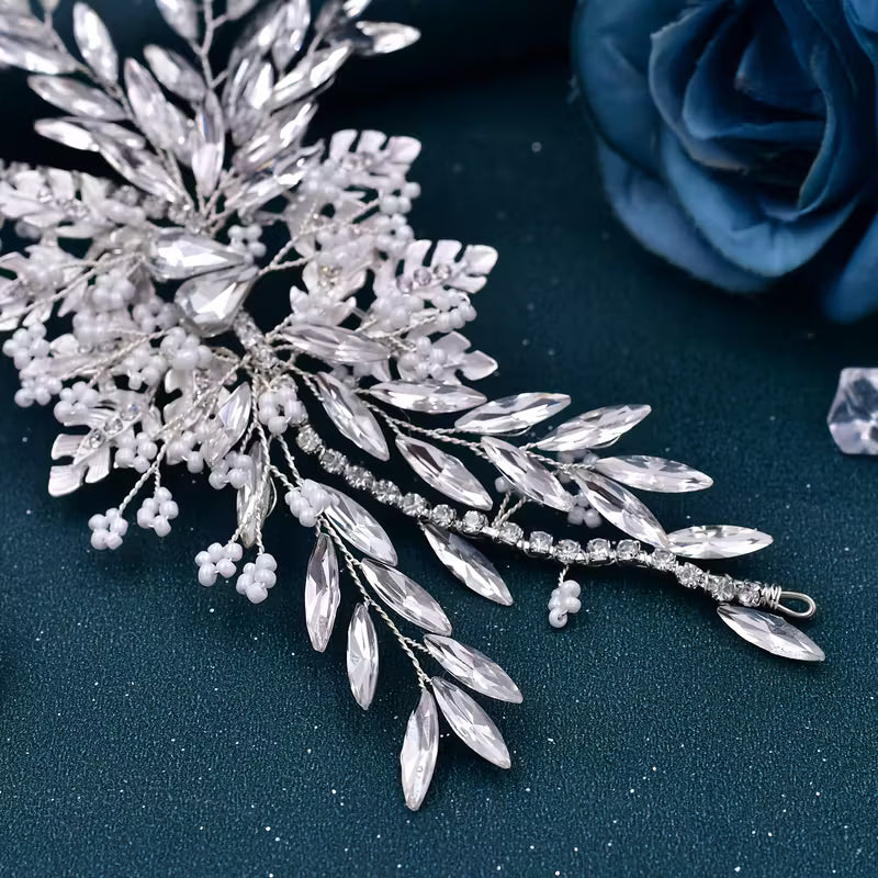 Handmade Rhinestone Bridal Side-Piece.