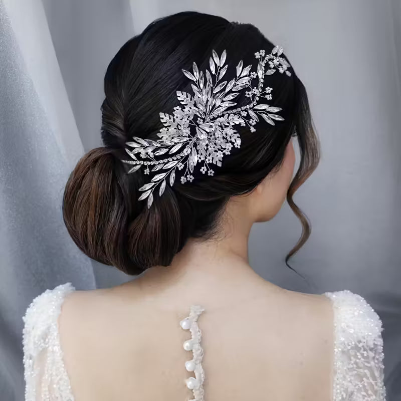 Handmade Rhinestone Bridal Side-Piece.
