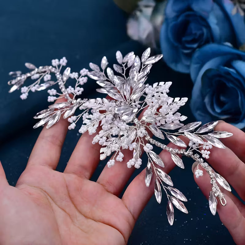 Handmade Rhinestone Bridal Side-Piece.