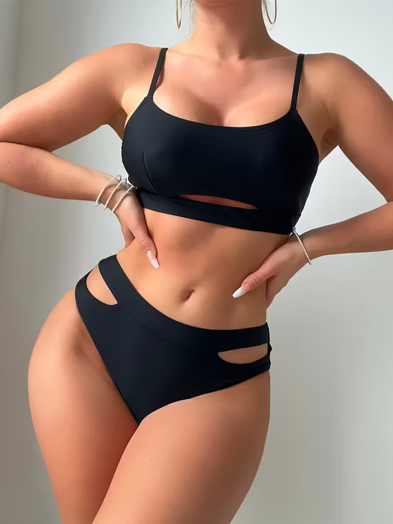High-Cut Bikini Bottoms Two-Piece Swimsuit.