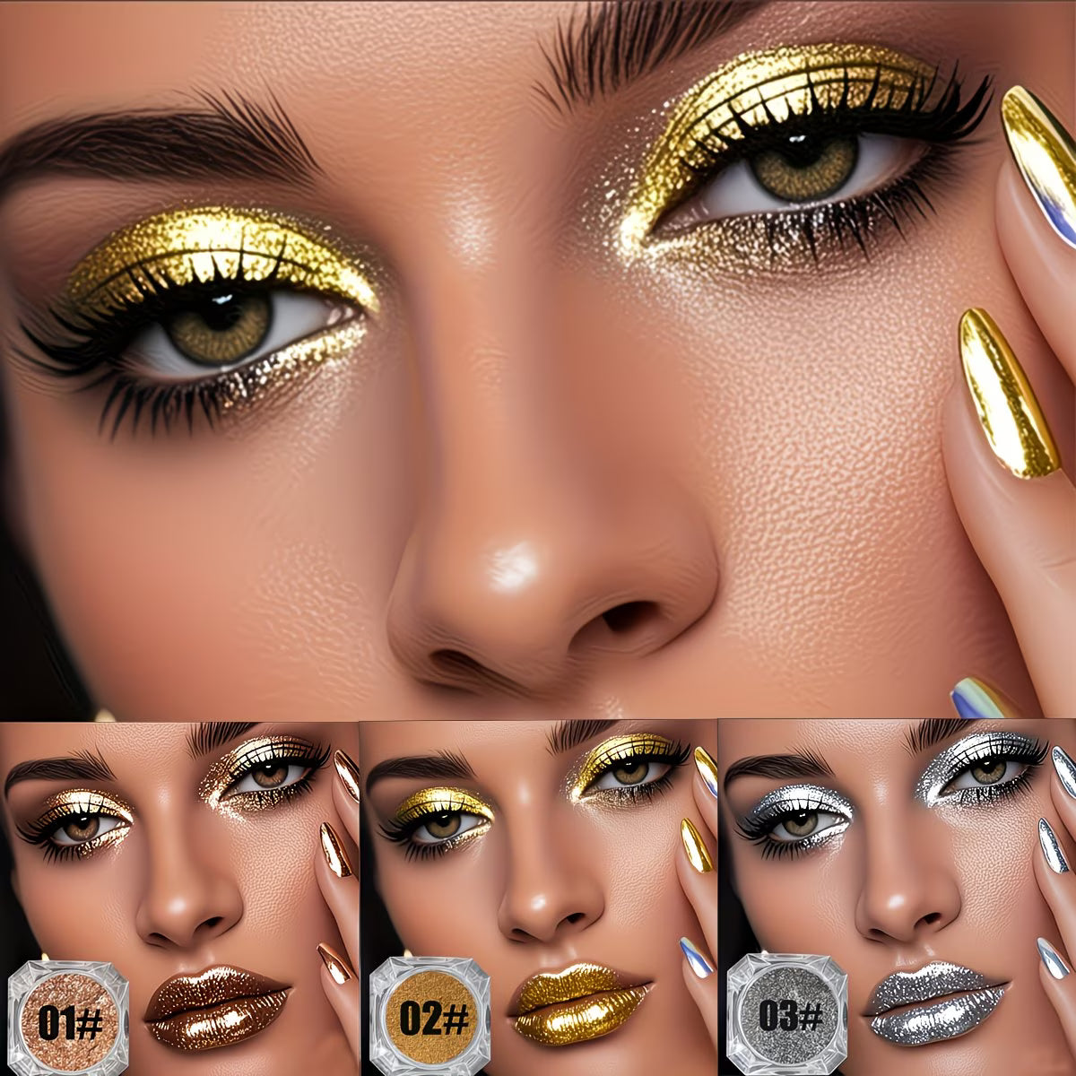 High-Shine Golden & Bronze Eyeshadow & Highlighter Palette.