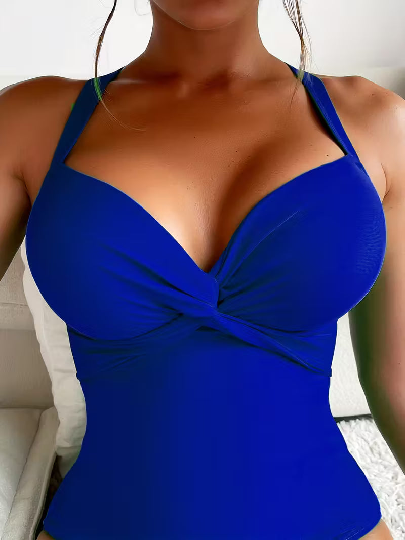 High-Stretch V-Neck One-Piece Swimwear.