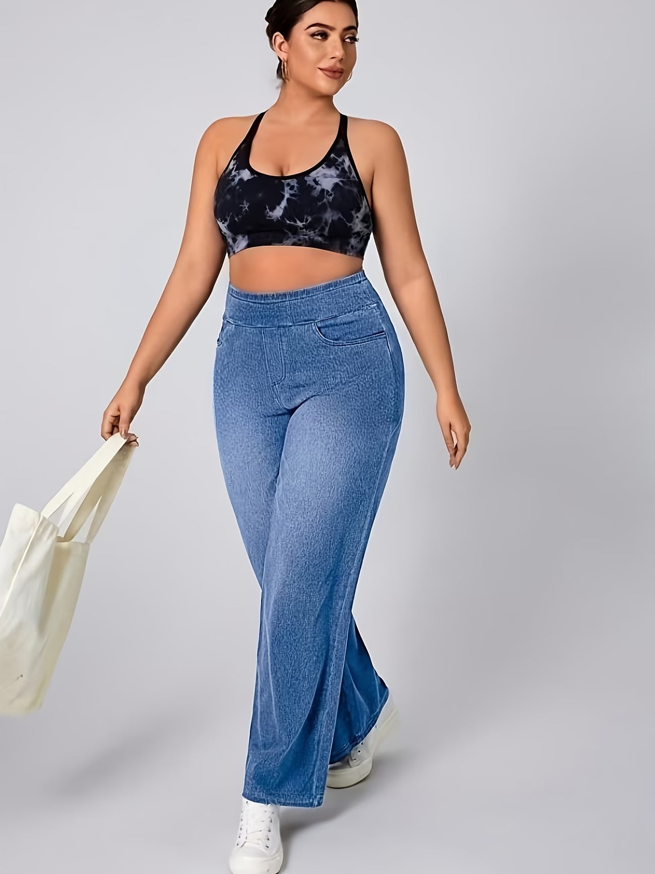 High-Waist Stretch Denim Pants.