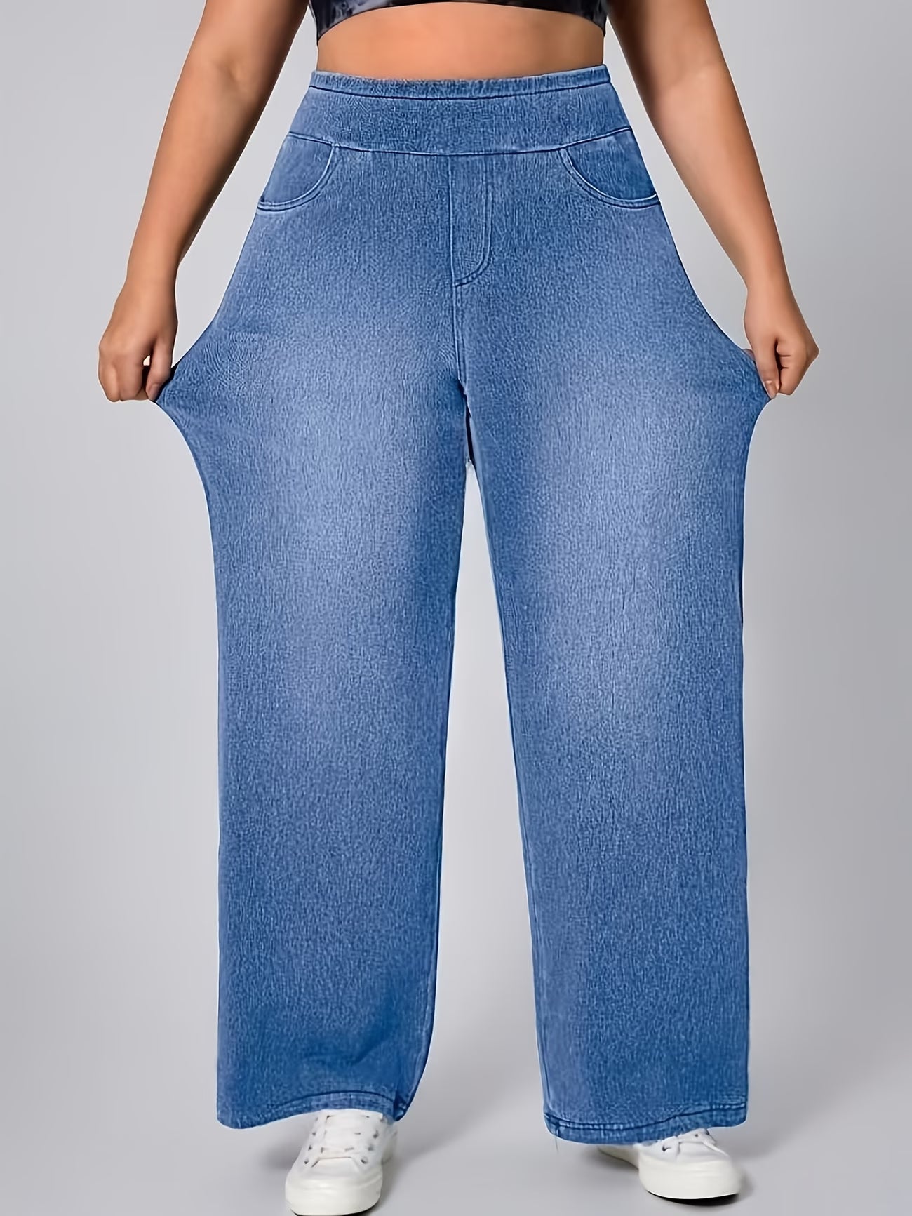High-Waist Stretch Denim Pants.