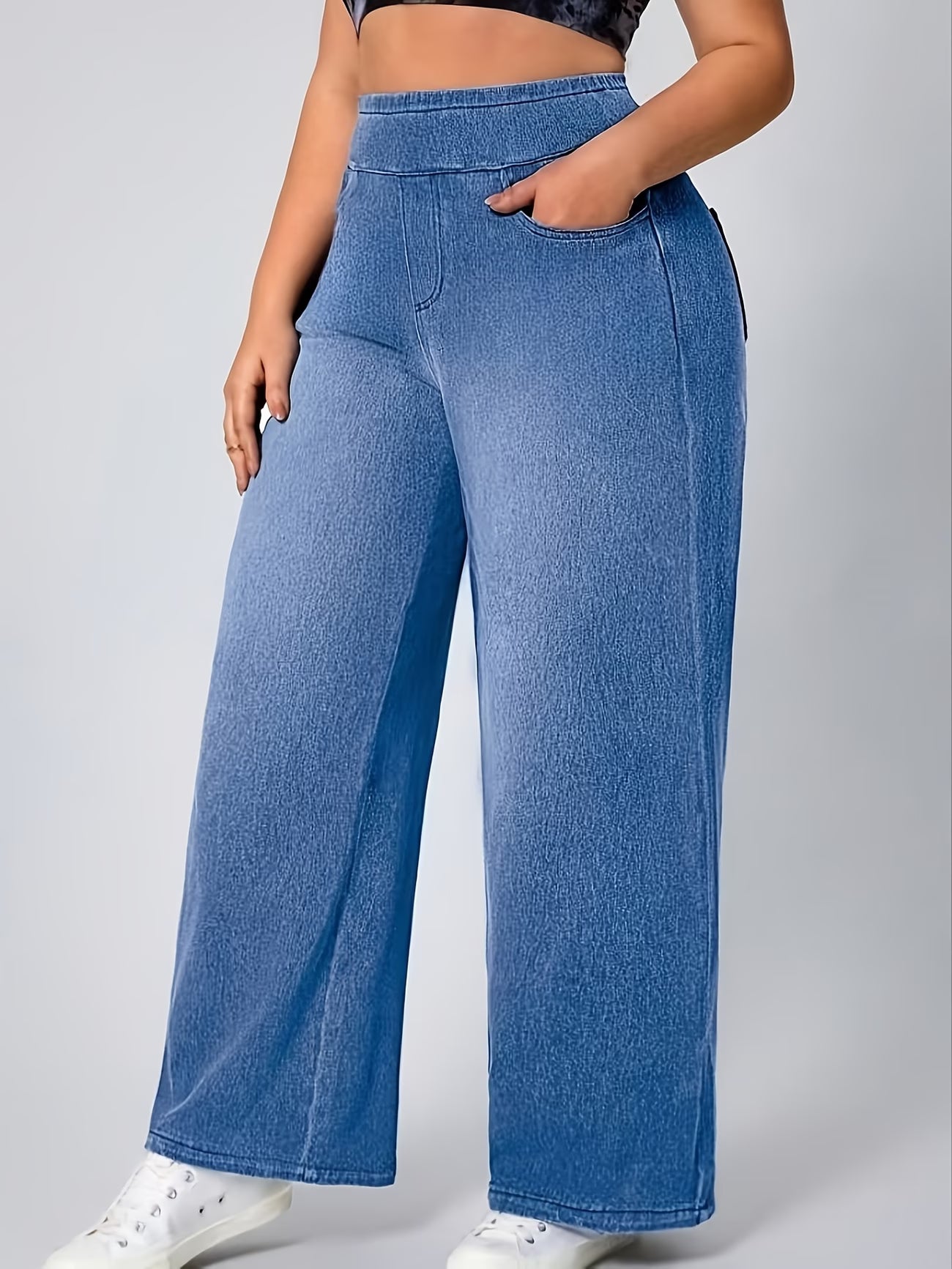 High-Waist Stretch Denim Pants.