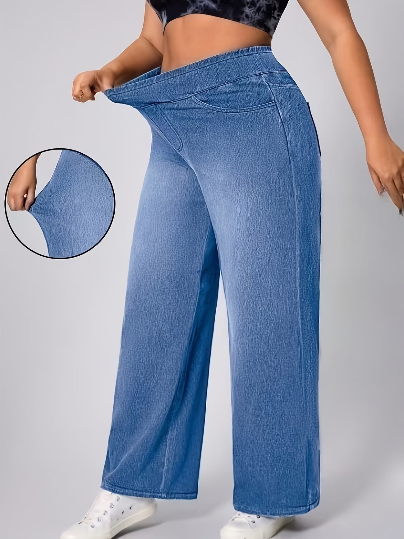 High-Waist Stretch Denim Pants.