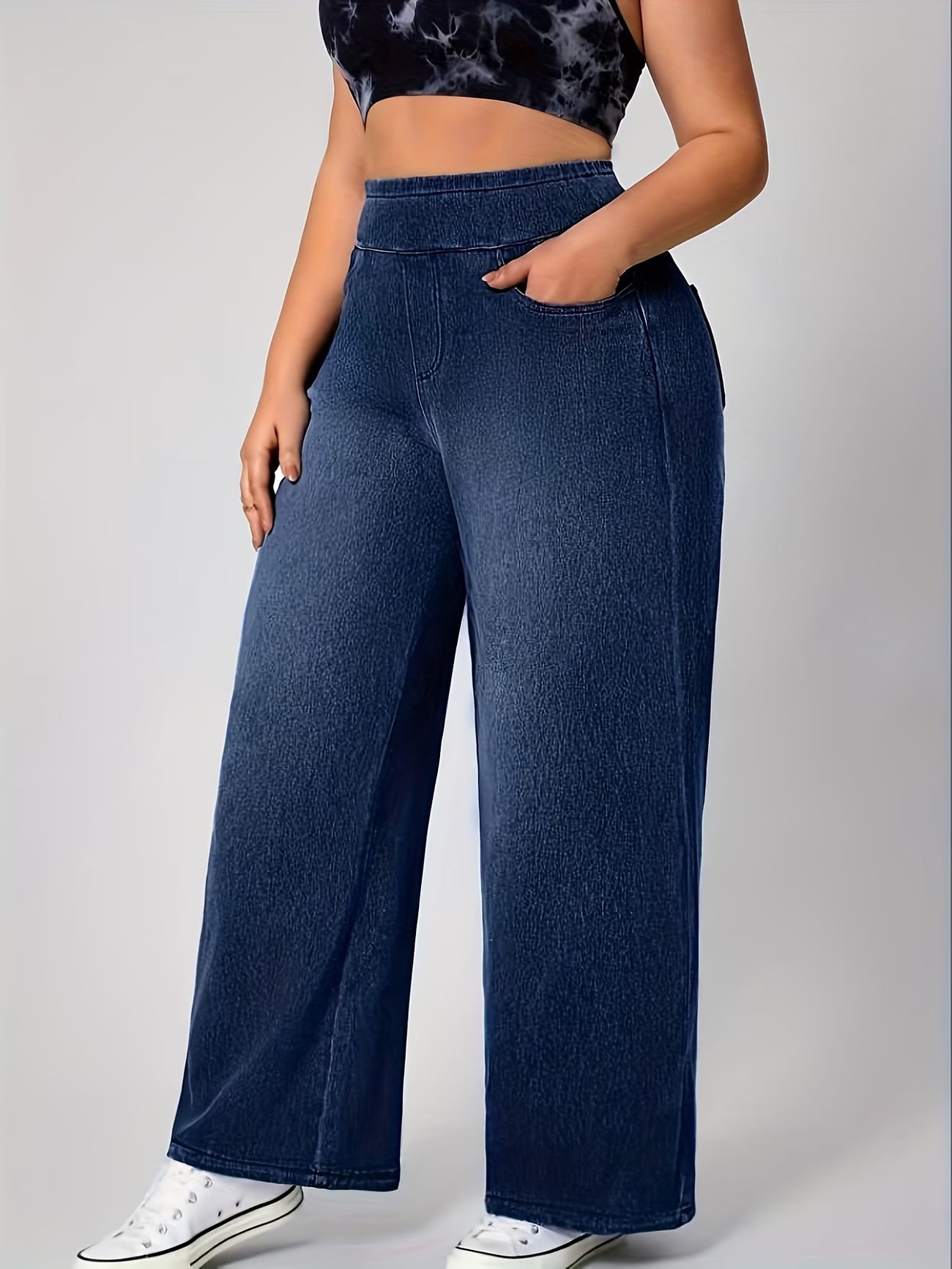 High-Waist Stretch Denim Pants.