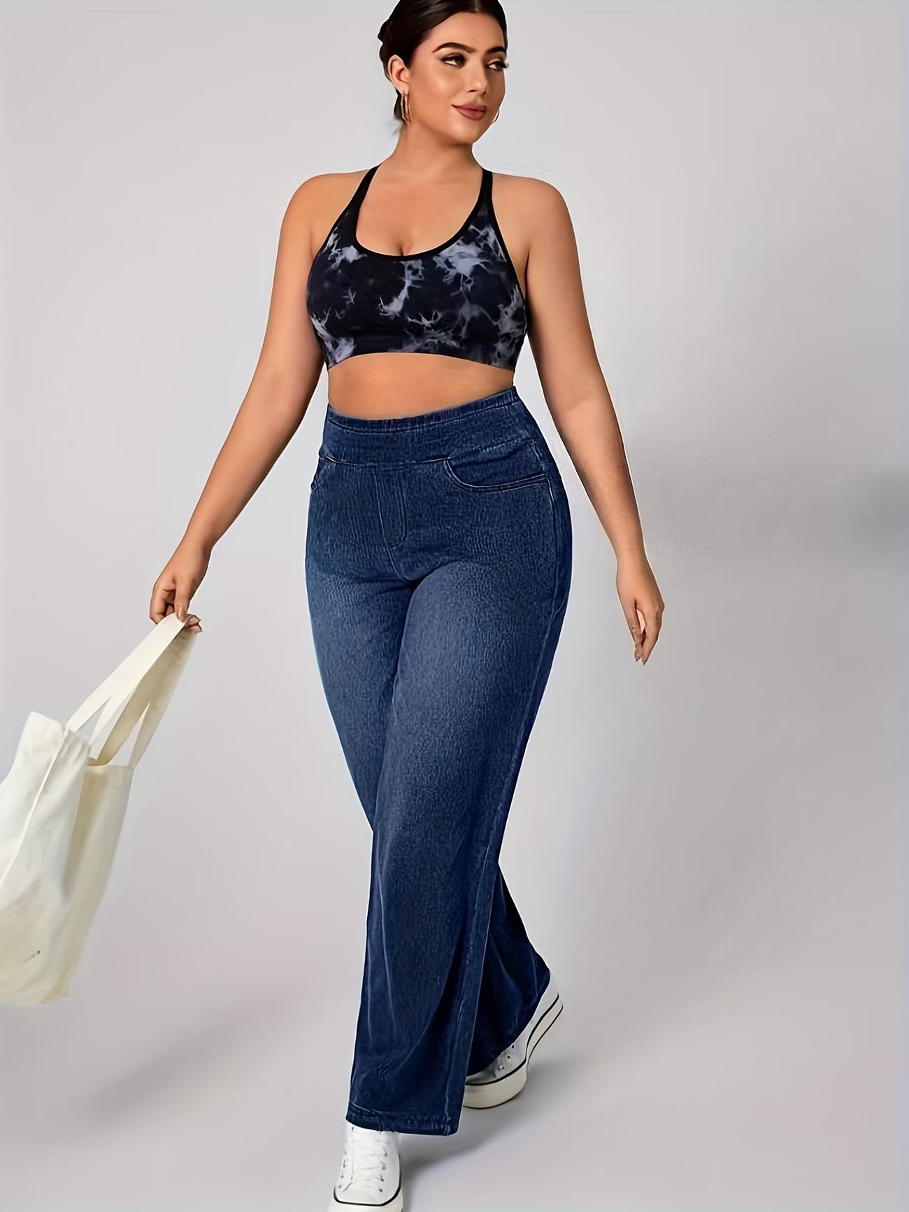 High-Waist Stretch Denim Pants.