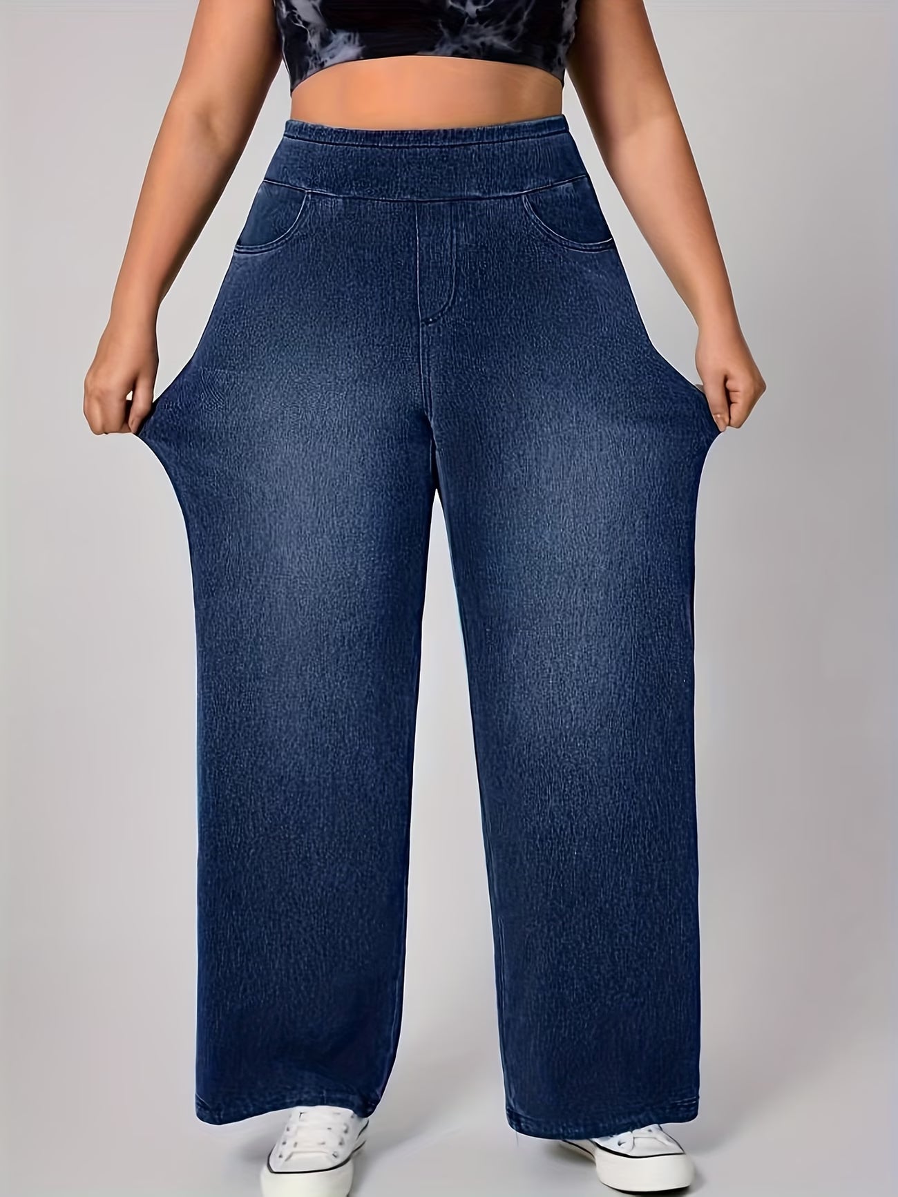 High-Waist Stretch Denim Pants.