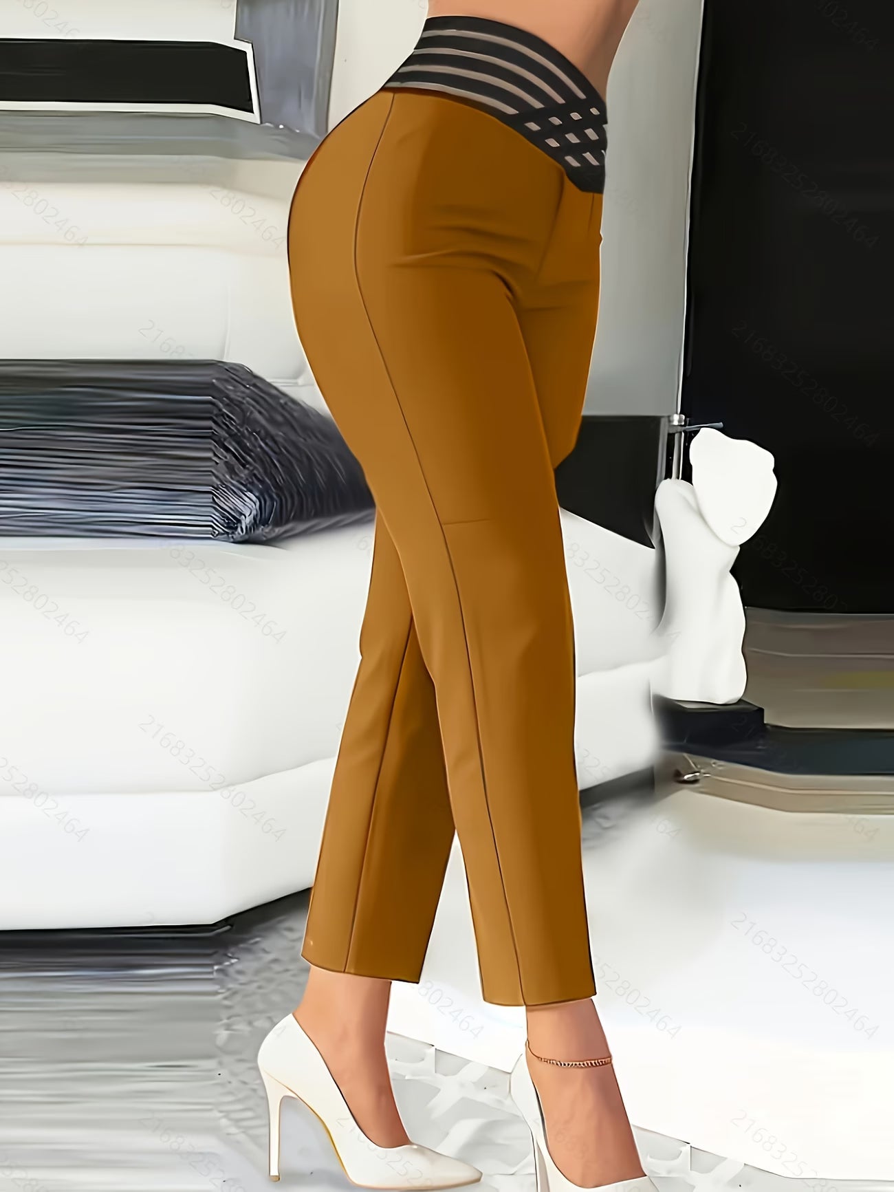 High-Waisted Straight-Ankle Trousers.