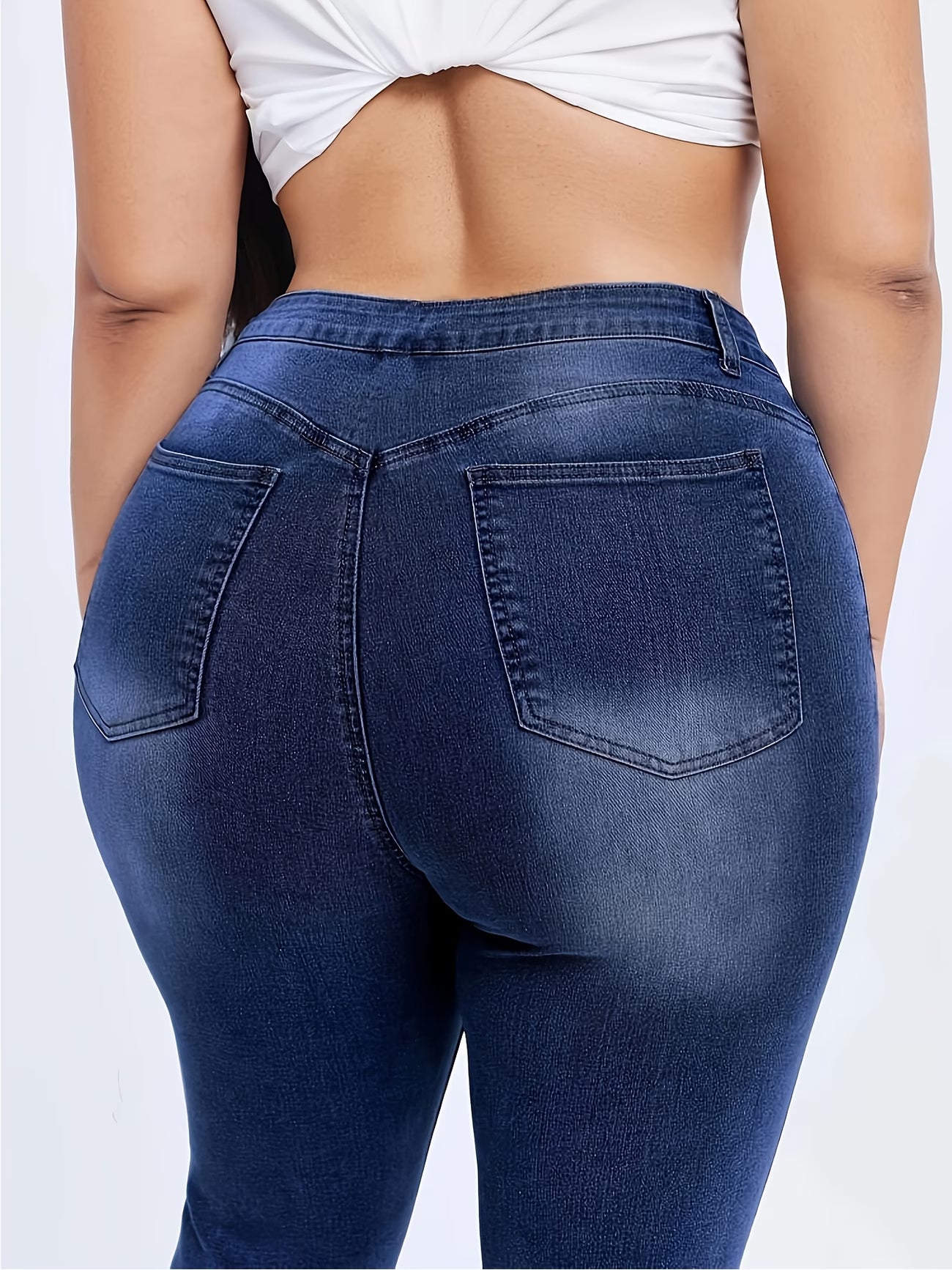 Imitation Denim Capri Pants.