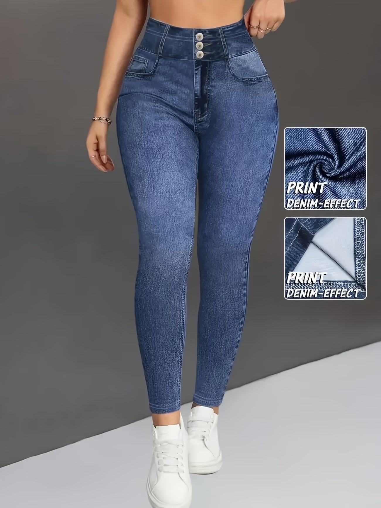 Imitation Denim Cropped Legging.