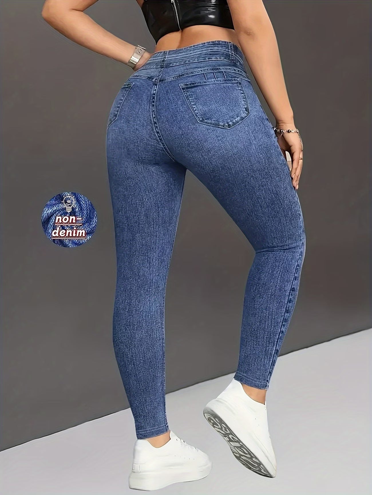 Imitation Denim Cropped Legging.