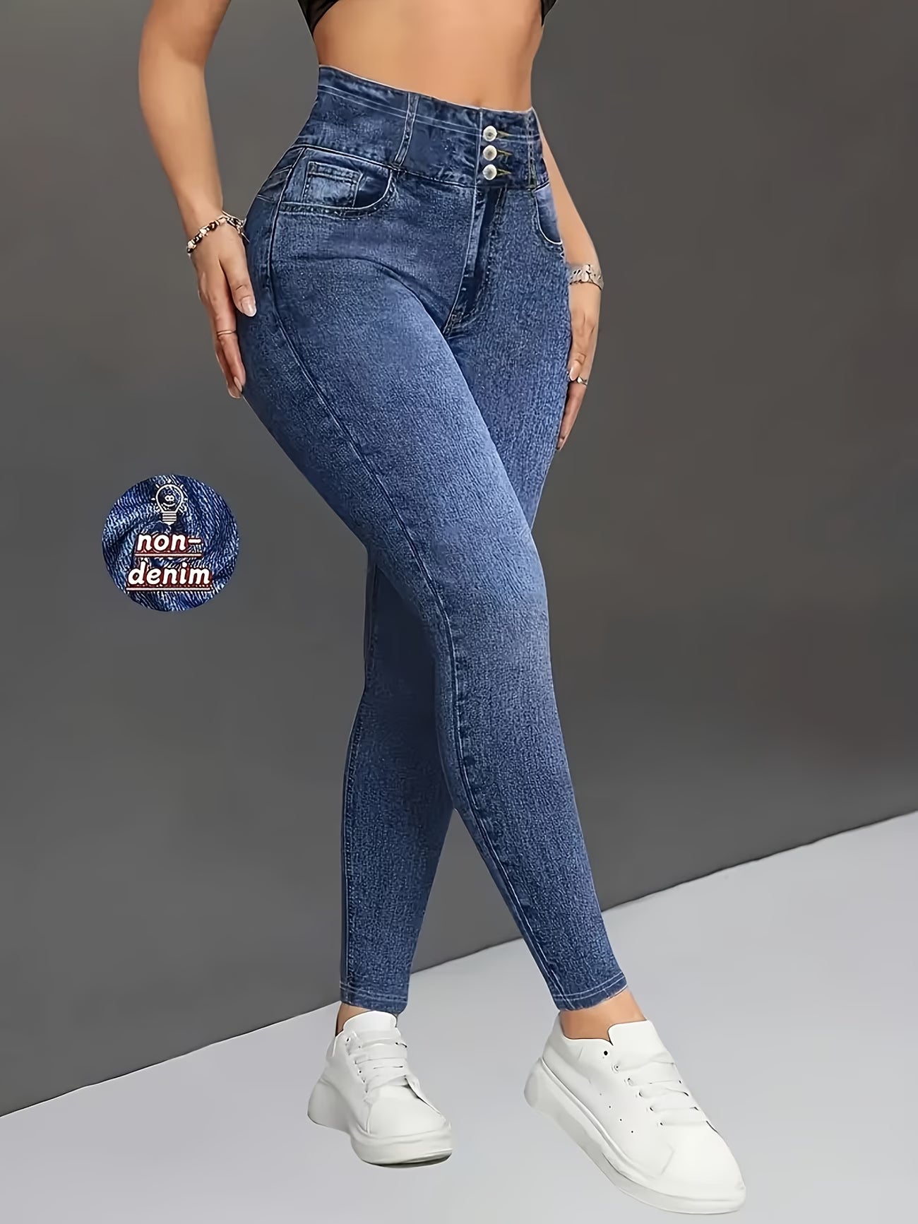 Imitation Denim Cropped Legging.