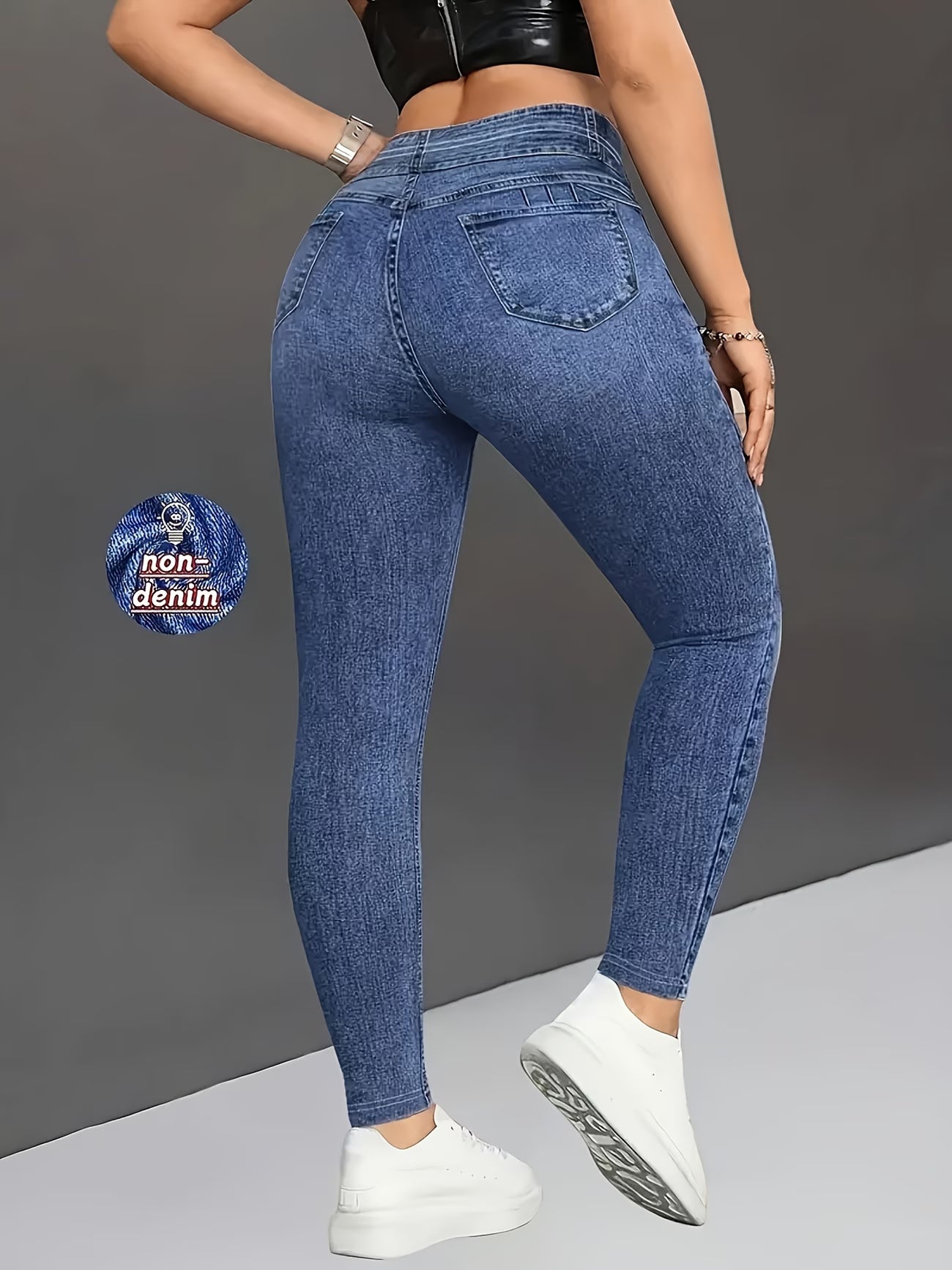 Imitation Denim Print Legging.