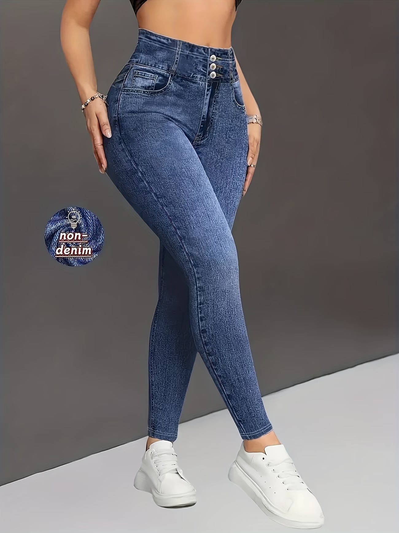 Imitation Denim Print Legging.