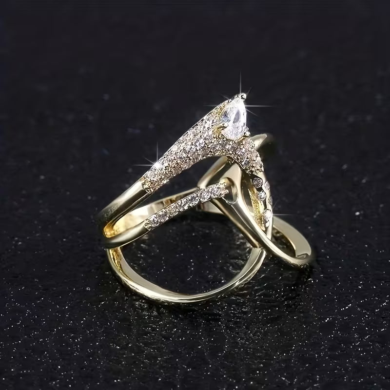 KC Gold Plated Irregular Hollow Chic Shining Rings.
