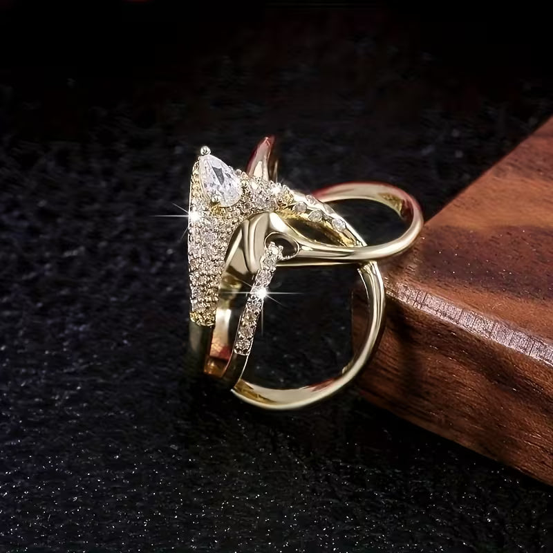 KC Gold Plated Irregular Hollow Chic Shining Rings.