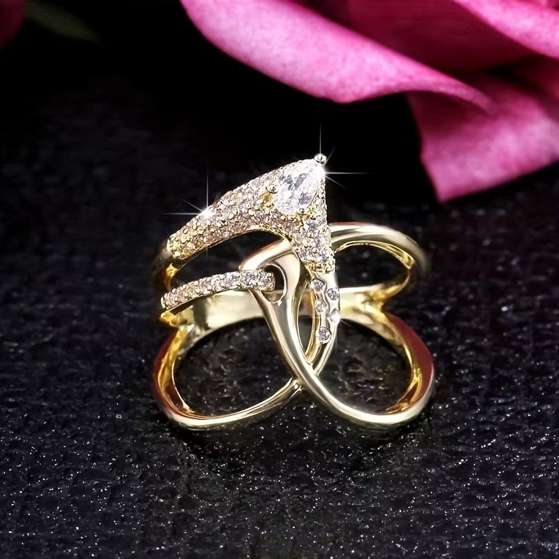 KC Gold Plated Irregular Hollow Chic Shining Rings.
