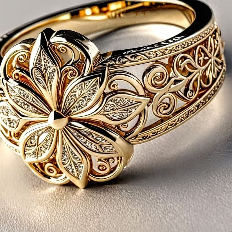 KC Plated Golden Copper Hollow Floral Pattern Rings.