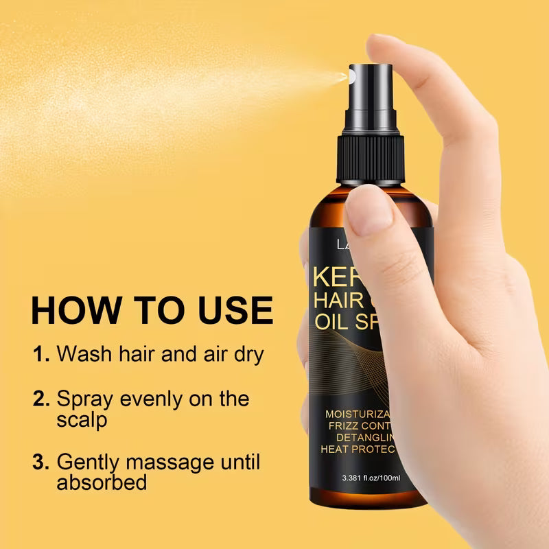 Keratin Repair Hair Oil Spray – Weightless Moisture & Shine for Dry.