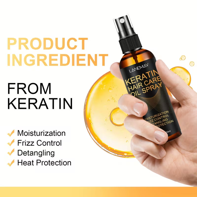 Keratin Repair Hair Oil Spray – Weightless Moisture & Shine for Dry.