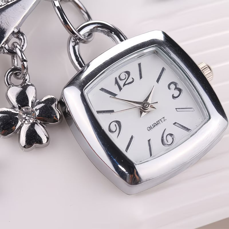 "LOVE" Floral Tonneau Bracelet Watch.