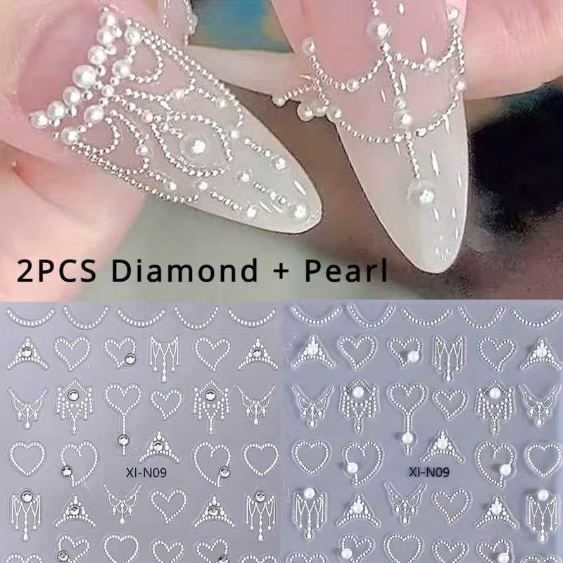 Lace & Pearl Nail Art Sliders.