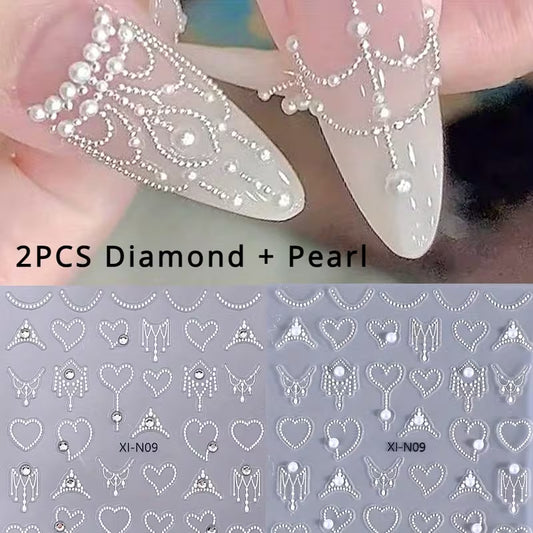 Lace & Pearl Nail Art Sliders.
