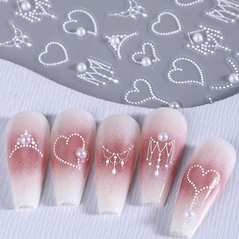Lace & Pearl Nail Art Sliders.