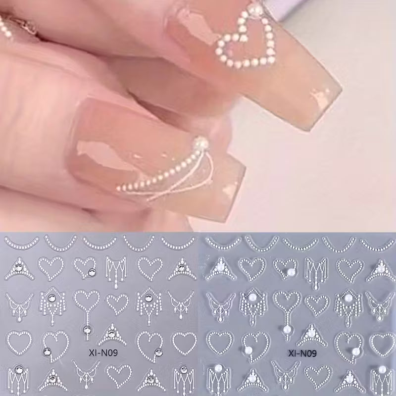 Lace & Pearl Nail Art Sliders.