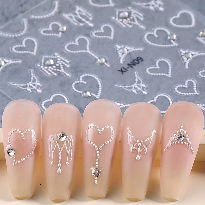 Lace & Pearl Nail Art Sliders.