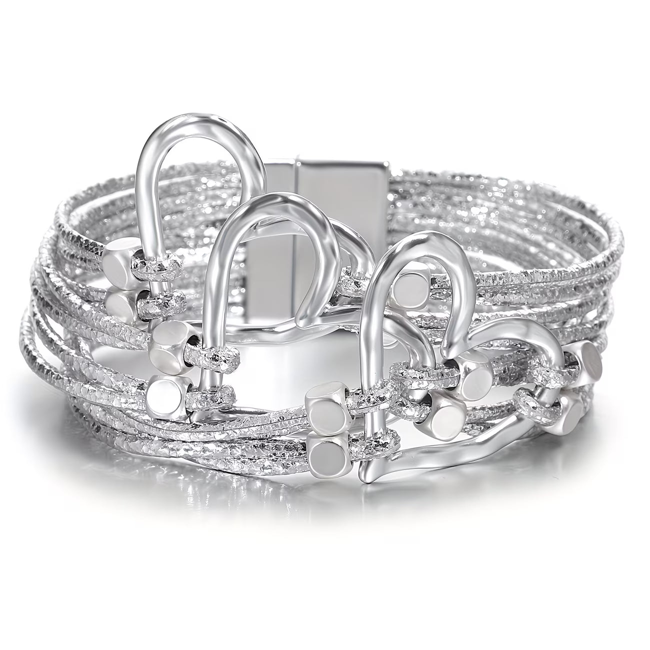Large Heart Braided Leather Bangle Bracelet.