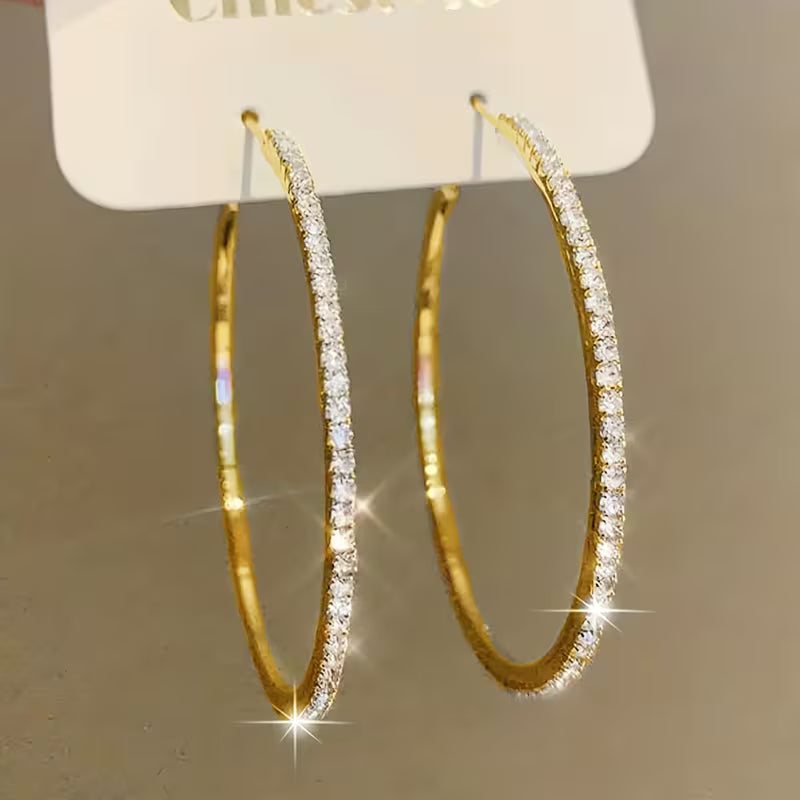 Large Rhinestone-Encrusted Statement Hoops.