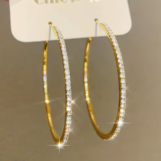 Large Rhinestone-Encrusted Statement Hoops.