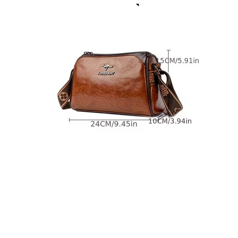 Large Capacity PU Leather Crossbody Boston Bag.