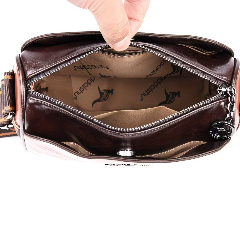 Large Capacity PU Leather Crossbody Boston Bag.