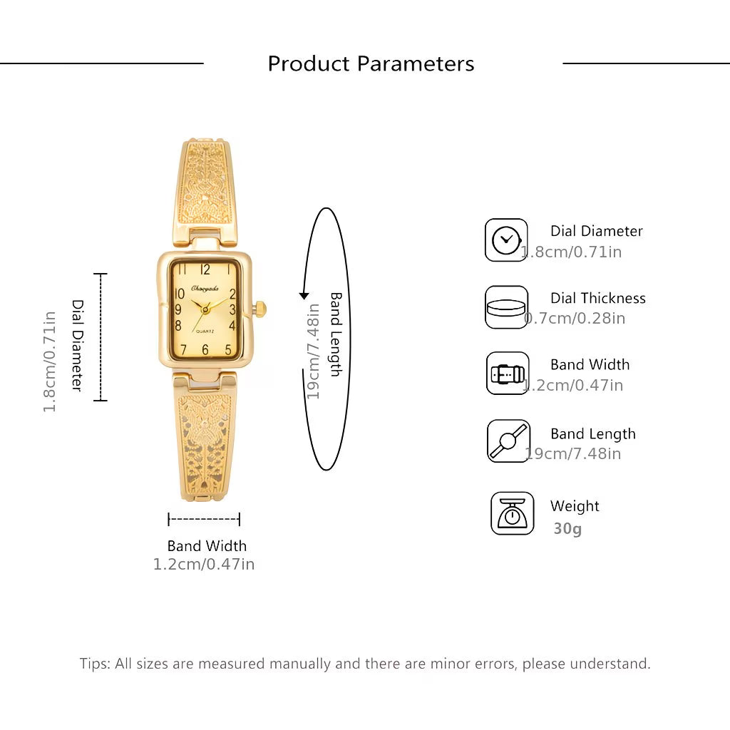 Lavish Two-Tone Rectangle Watch – Elegant Gold & Silver Analog.