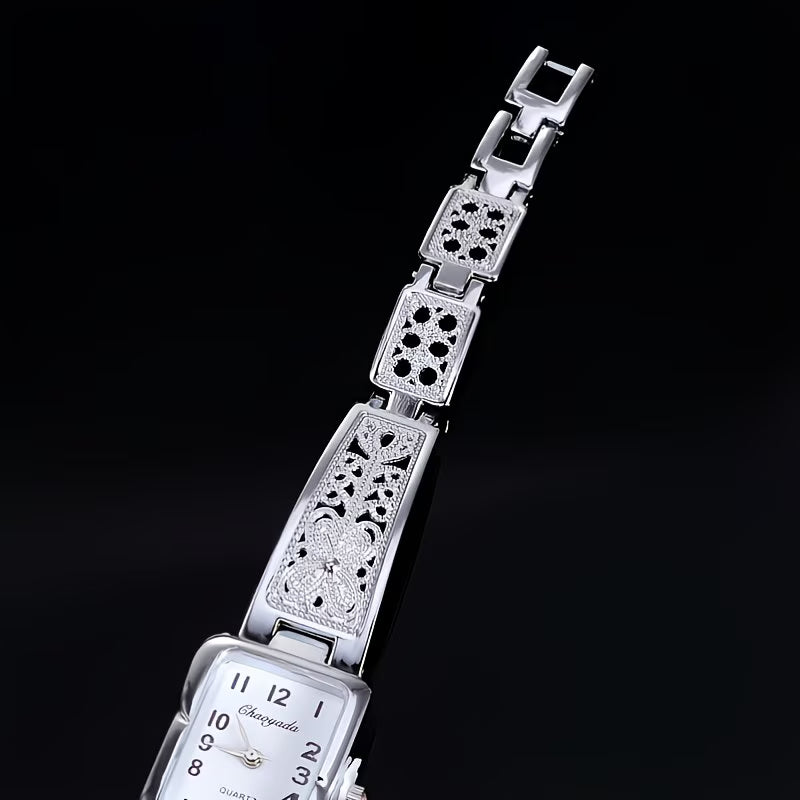 Lavish Two-Tone Rectangle Watch – Elegant Gold & Silver Analog.