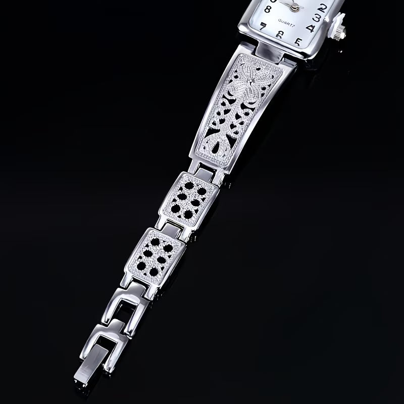 Lavish Two-Tone Rectangle Watch – Elegant Gold & Silver Analog.