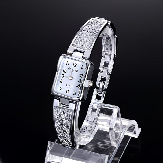 Lavish Two-Tone Rectangle Watch – Elegant Gold & Silver Analog.
