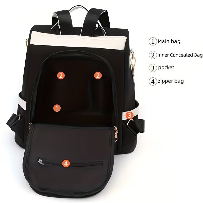 Lightweight Nylon College Backpack with Multi-Way Straps.