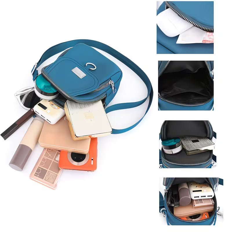 Lightweight Nylon Mini-Crossbody Multi-Layer Bag.