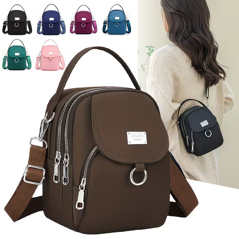 Lightweight Nylon Mini-Crossbody Multi-Layer Bag.