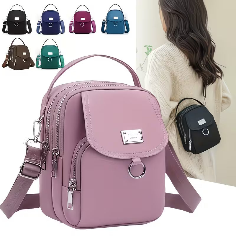 Lightweight Nylon Mini-Crossbody Multi-Layer Bag.
