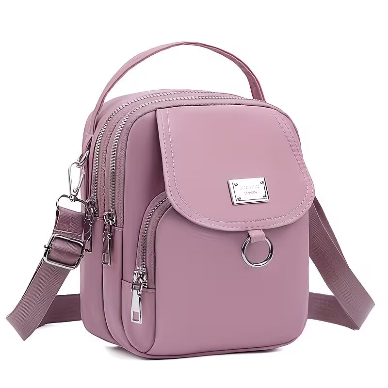 Lightweight Nylon Mini-Crossbody Multi-Layer Bag.