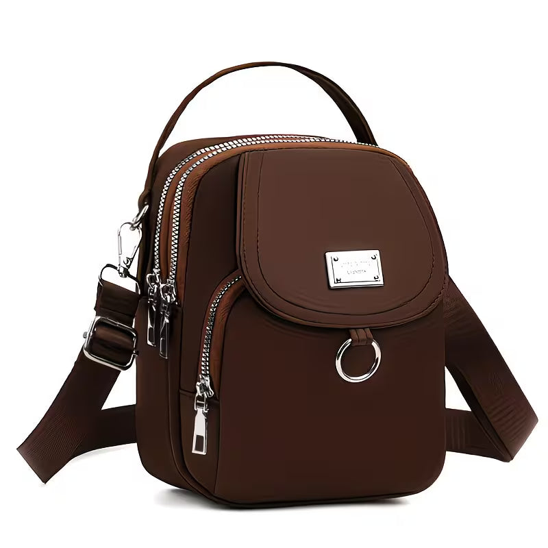 Lightweight Nylon Mini-Crossbody Multi-Layer Bag.